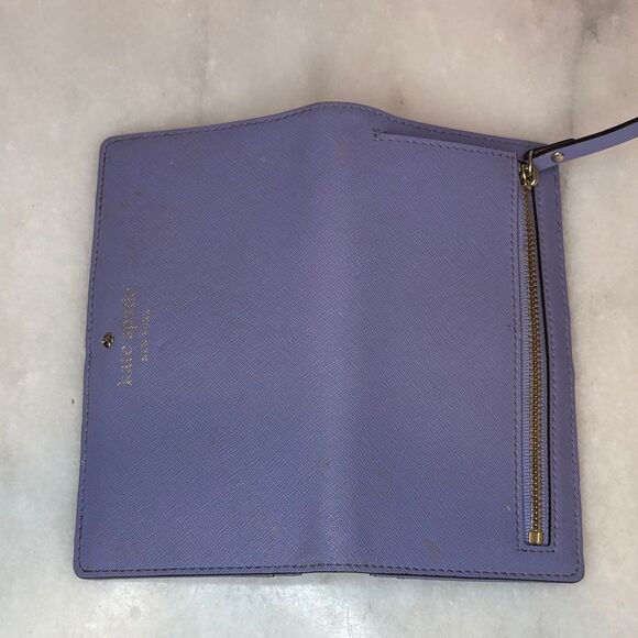 Kate Spade Cross Grain Leather Slim Sleek Snap & Zip Clutch Wallet - Picture 16 of 16